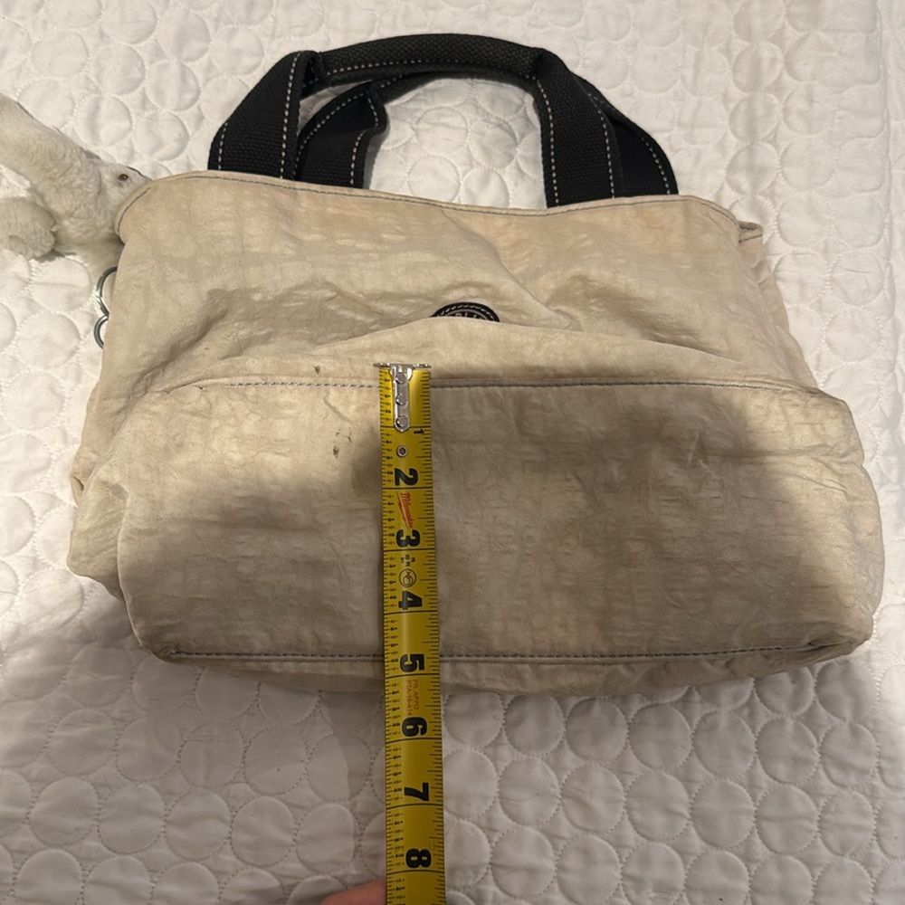 Women Kipling vintage cream and black tote bag with monkey attached - Picture 8 of 8